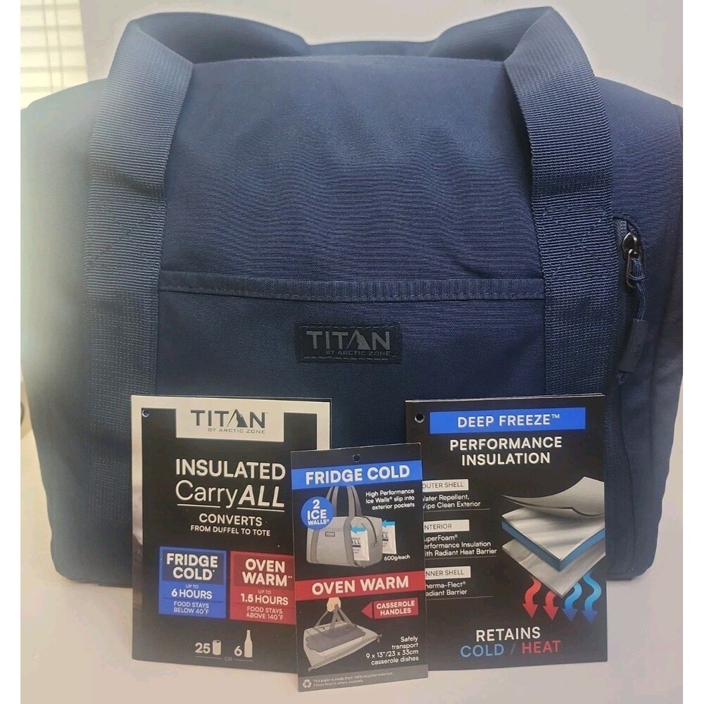 Titan by Artic Zone Insulated Carry All Cooler Or Hot Casserole Dish Navy Blue